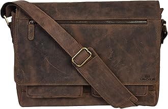 VALENCHI Leather Messenger Bag For Men, Women-14 Laptop Messenger Briefcase & Shoulder Bag-Office, Work, College, Casual