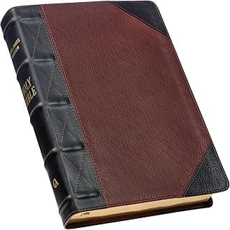 KJV Holy Bible, Giant Print Full-size Premium Full Grain Leather Red Letter Edition - Thumb Index & Ribbon Marker, King James Version, Espresso/Saddle Tan (KJV Full Size GP Editions)