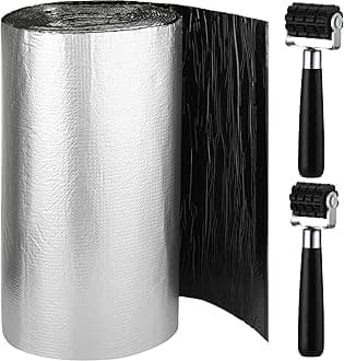 Frienda 200 Mils Car Heat Sound Insulation Mat with 2 Rubber Roller Automotive Noise Deadening Mat Auto Heat Shield Sound Deadening Self Adhesive for Hood Ceiling Door(24 x 425 Inch, 70sqft, 5 mm)