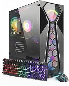 STGAubron Gaming PC Computer Desktop, AMD Ryzen 5 5500 up to 4.2G, GeForce RTX 2060 Super 8G, 16G DDR4, 1T SSD, WiFi 6, BT 5.2, RGB Fan x4, Windows 11 Home