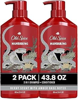 Old Spice Men's 2-in-1 Shampoo and Conditioner, MambaKing, Twin Pack, 43.8 Fl Oz
