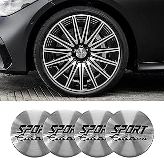 4PCS Car Wheel Center Hub Cover, Center Caps for Rims, Waterproof & Rustproof Automotive Accessories Decals, Universal Car Accessories Hub Caps Compatible with Cars (Silver/Sport)