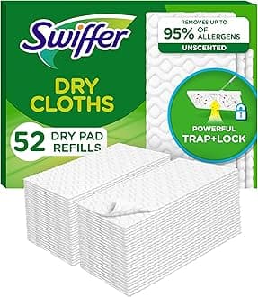 Sweep + Mop, Dry Pads Refill, Floor Cleaner for Dirt, Dust, Hair, Cleaning Cloths for Mopping Home, Bathroom, Kitchen, Dust Mop, Floor Duster, Unscented, 52ct