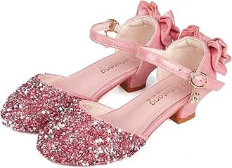 AQIYIGirls Princess Shoes Toddlers Sequin Sweet Bows Sandals Little Girls Party Pumps Sparkle Wedding Dress Shoes