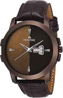 Analog Men's Leather Watch (Brown Dial Brown Colored Strap)