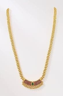 Sasitrends American Diamond Micro Gold Plated Pendant Chain Necklace for Women and Girls