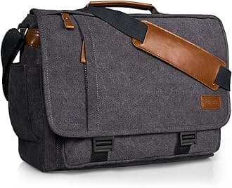Laptop Bag Shoulder Bag Men's Canvas for Work Plain Grey
