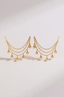 - Women's Golden Gold Plated Long Hair Chain Jewellery Earring