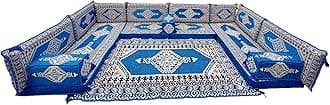 arabicsofa U Shaped Arabic Sofa Set – Royal Blue Modular Floor Seating for Guest Room