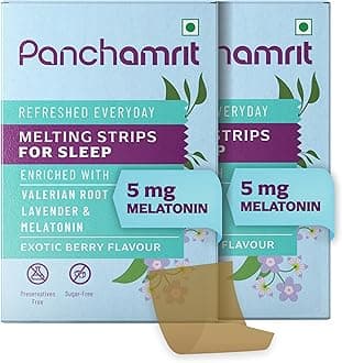 Melting Strips for Sleep Melatonin 5mg, 60 Vegan Strips (Pack of 2) | Natural Sleep Aid | Sugar-Free, Non-Habit Forming |Ayurvedic Herbs-Valerian Root, Lavender & Chamomile | 2-month supply