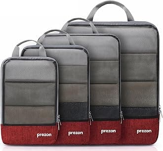 Prezon Compression Packing Cubes, Luggage Organiser Set, Extensible Suitcase Organiser, Packing Organisers for Suitcases, Packing Cubes for Travel or Home Storage