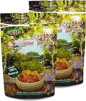 bonballoon Elnasr Pure & Natural Instant Gum Powder Arabic Hashab Pure Premium Origanum Acacia Arab Arabian Dried Saracenic Sengalia Senegal Acacia Seyal (2 Pack = 10.5 oz / 300 gm) صمغ عربي
