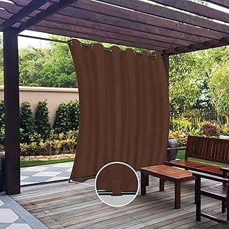Easy-Going Outdoor Curtains Waterproof Windproof Weatherproof Curtain for Patio, Cabana, Porch, Pergola and Gazebo, Grommet Top and Tab Bottom Drape, 1panel, 110x108 inch, Brown