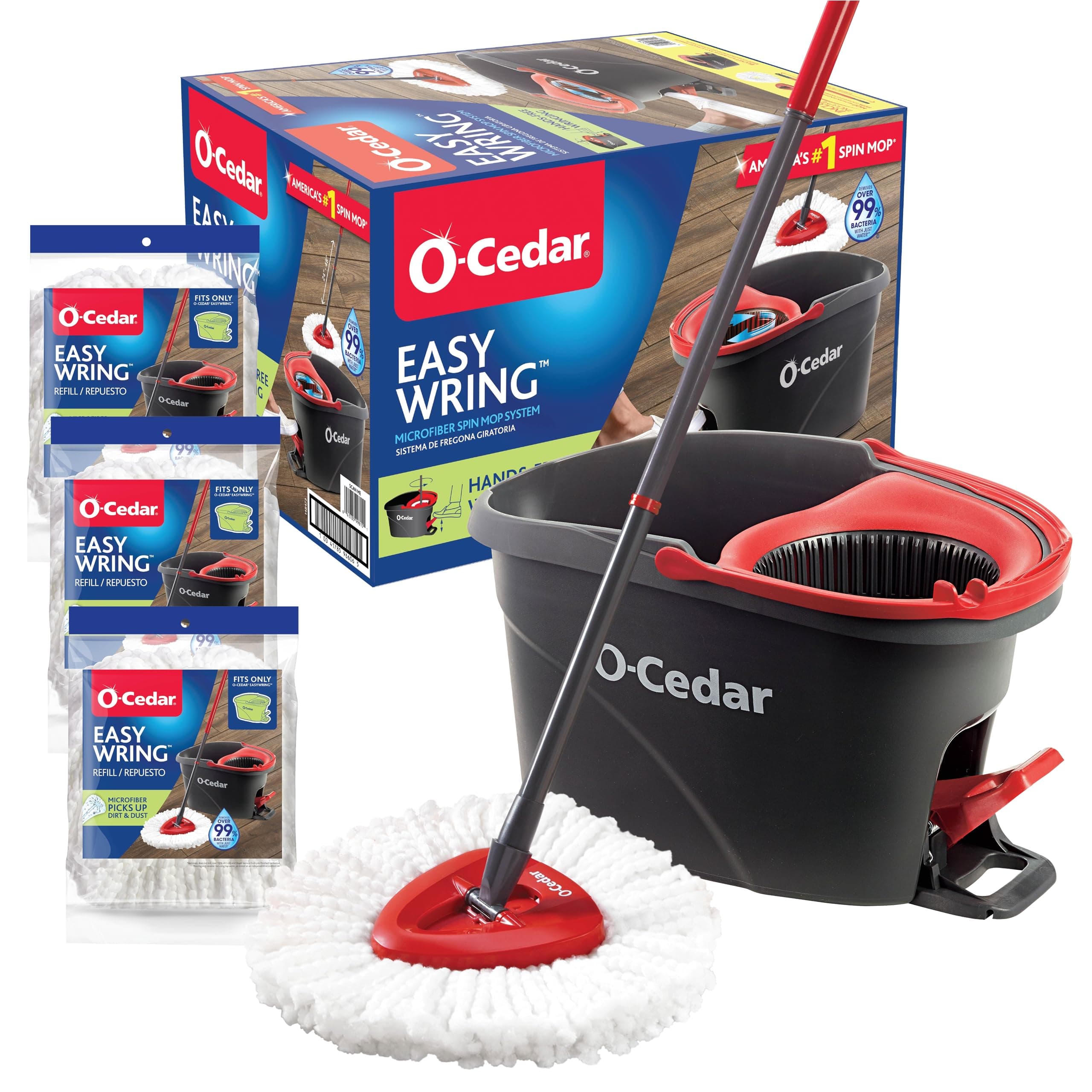 O-Cedar Easywring System With 3 Extra Refill, Multicolor, Spin Mop