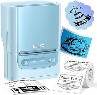 Nelko PM220 Bluetooth Label Maker Machine with Tape, 2 Inch Portable Thermal Printer for Small Business, Address, Logo, Clothing, Sticker Printer for Phones & PC, Cyan