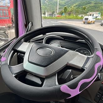 PINCTROT XL Size 17.5-18 Inch Comfy Grip Steering Wheel Cover for Semi Truck, Fits RV, Big Rig Trucker, 18 Wheeler and Classic Cars, Anti-Slip Design 17.5-18 Inch(Silicone Purple)