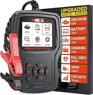 AD530 PRO 2 in 1 OBD2 Scanner & Car Battery Tester, Car Scanner Diagnostic Tool with Live Data, 12V Battery Tester with Charging & Cranking Test, Check Engine Code Reader for 1996+ Vehicles