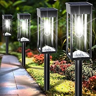 COXSENI Solar Pathway Lights Outdoor IP65 Waterproof, 6 Pack 6500K LED Auto On/Off Walkway Landscape Light for Yard Lawn Garden Patio Driveway Outside Decor, Cool White