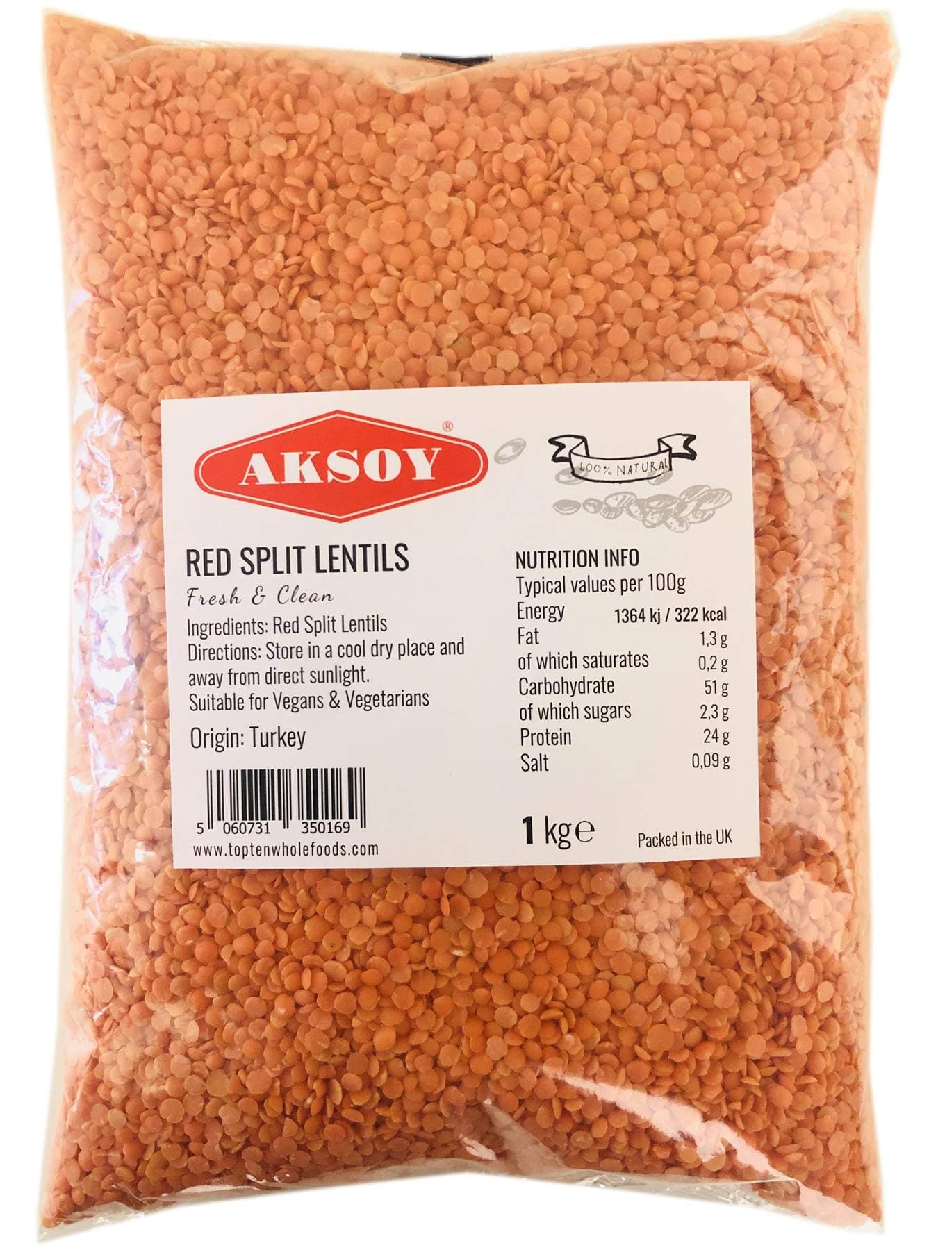 Premium Quality Red Split Lentils 1KG