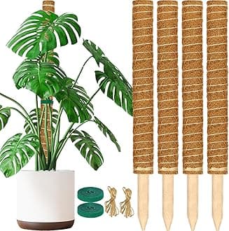 ALENEY Moss Pole, 4 Pack 17inch Monstera Plant Support Stackable Moss Poles for Plants, Coir Totem Pole Tall Moss Pole for Climbing Plants, Sphagnum, Indoor Potted Plants - Can Stacked Up to 56’’