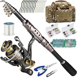 - Dr.Fish Fishing Rod and Reel Combos 125-Pieces Telescopic Spinning Pole Reel Gear Equipment Set with Tackle Bag for Adult Collapsible Travel Complete Fishing Set Men Starter Freshwater Saltwater