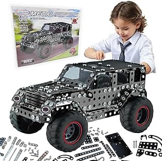 Metal Truck Building Assembly Toy 496PCS STEM Project Building Erector Sets Off-Road Car Model Kit Metal Construction Set Model Car Building Toy for Kids Ages 8+