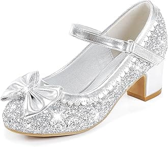 Princess Shoes High Heel Toddler Girls Dress Shoes Cute Bowknot Sparkle Mary Jane Flower Girls Wedding Birthday Party Prom for Little Big Kids