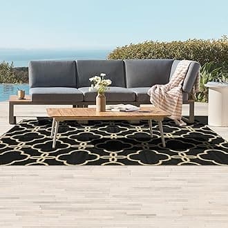 Ashler Black Outdoor Plastic Straw Rug Waterproof for Patio, Clearance Reversible Camping Mats, 9x12 Large Outdoor Area Rugs with Carrying Bag, for RV, Picnic, Backyard, Indoor