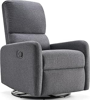 JocislandSwivel Glider Rocking Recliner, Nursery Chair for Adults with 2 Massage Points, Rocker Reclining Single Sofa Armchair for Living Room Bedroom Nursing, Gray Linen