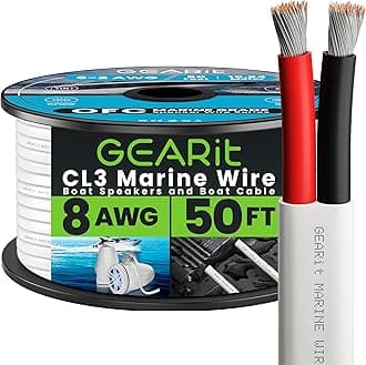 GEARit 8 Gauge Marine Wire, 8/2 AWG (50ft) Marine Grade Tinned Copper Oxygen Free, Duplex 2-Conductor Insulated Red & Black Electrical Cable for Boat, Automotive, RV, Camper, Trailer