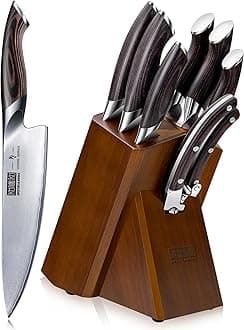 8-Piece Kitchen Knife Set, Japanese Super Steel Knife Set with Block, Professional Ultra Sharp Chef Knife Set with Scissors
