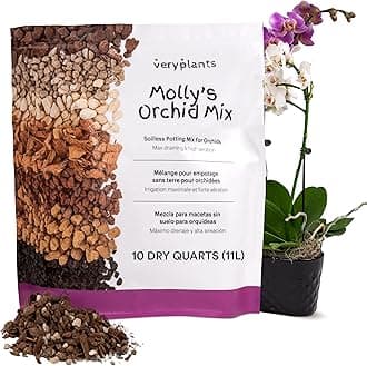 - Molly's Orchid Potting Mix - Premium Gritty Soilless Orchid Mix - Chunky High Drainage vs Standard Potting Soil for Indoor Plants - Contains Bark, Coco Chips, Akadama, Pumice, Lava Rock 10 Dry Quarts