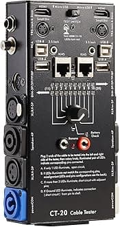 MFL. 15-Plug Audio Cable Tester Line Finder Black 15-in-1 Cables Checker 10-Way Switch Wire Tracker with LED Indicators, Rectangular