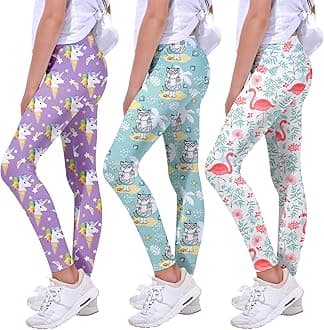 Quedoris Girls Printed Leggings Yoga Pants Multipack Leggings for Kids in 3t to 13 Years