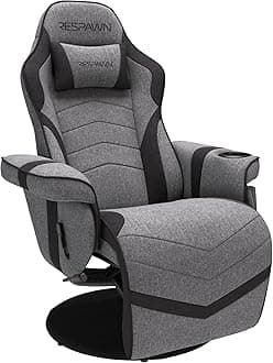 RESPAWN 900 Console Gaming Recliner with Footrest and Lumbar Support - Comfortable Ergonomic Gaming Chair with Headrest, No Wheels, Reclining, Heavy Duty, Racing Style Video Game Chairs - Gray Fabric