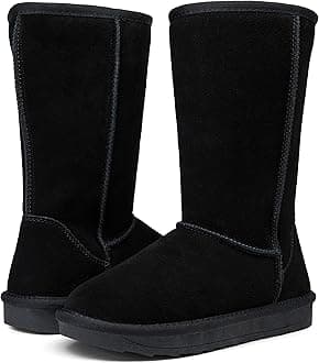 Vepose Women's Winter Snow Boots Warm Fur Mid Calf Tall Suede Fuzzy Slip on Shoes