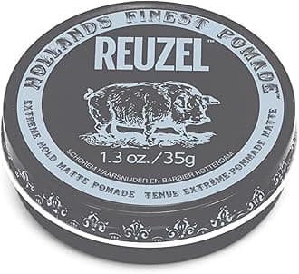 REUZEL Extreme Hold Matte Pomade, Strongest All Day Hold, Water Soluble Styling, Matte Finish & Flake Free, Easy To Wash Out, For All Hair Types