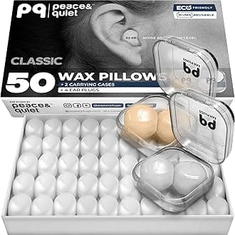 PQ Silicone Ear Plugs for Sleeping - 50 Silicone Earplugs for Sleeping and Swimming - Noise Cancelling and Ear Protection with Gel Earplugs - Sound Insulation Level 32 dB Sleep Earplugs, 50 Pillows