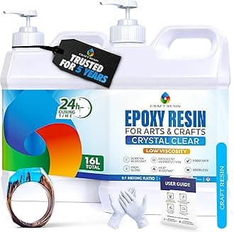 16L Epoxy Resin Kit - Crystal Clear Epoxy Resin Kit & Hardener for DIY Art, Mold Casting, Wood, Jewelry Making, Coasters, Table Top, Countertop Coating - Food Safe, Heat & UV Resistant