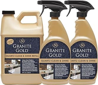Granite Gold Quartz Clean & Shine Streak-Free Cleaner Deeps Cleans and Polishes All Quartz Surfaces Including Silestone, LG, and More, 64 Fluid Ounces and 2 x 24 Fluid Ounces