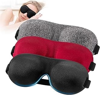 YIVIEW Sleep Mask Pack of 3, Upgrade 100% Light Blocking 3D Eye Masks for Sleeping, Ultra-Thin Sides for Side Sleeper, Blindfold for Men Women