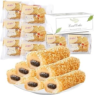KWOLYKIM Mochi Rice Cake, 6 Pack Sesame Flavor 12.69oz Soft & Sweet Mochi Individually Packaging Dessert Asian Pastry Traditional Snack and Food