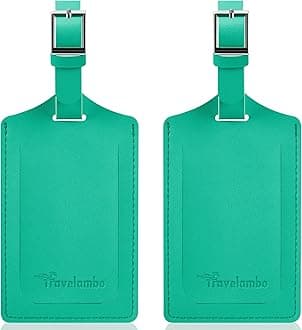 Travelambo Luggage Tags for Suitcases Faux Leather Privacy Protection 2 Pack Bag Tags Travel Accessories Essential, Blooming Green, M