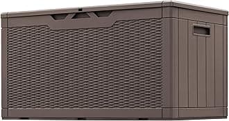 100 Gallon Resin Patio Storage Box for Garden Tools, Outdoor Furniture Cushions, Pool Supplies, Dark Brown