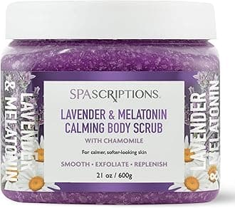 Spascriptions Lavender & Melatonin Calming Body Scrub with Chamomile For a Calmer & Softer-Looking Skin, Made to Smooth Exfoliate & REplenish the Skin, 21 oz.