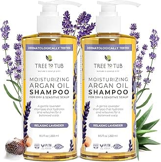 Tree To Tub Lavender Dry Hair Shampoo for Sensitive Scalp - Gentle Hydrating Dry Scalp Shampoo for Women & Men, Moisturizing Sulfate Free Shampoo w/Organic Argan Oil, Chamomile, All Natural Aloe Vera