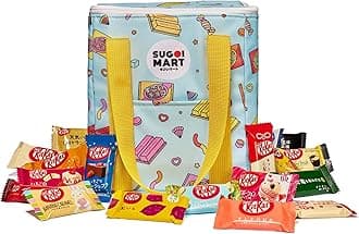 Japanese Kitkat Variety Pack - 50 Pcs Mini Kitkats Individually Wrapped Japanese Chocolate Wafer Bars, 7-9 Assorted Flavors with Stylish, Reusable Cooler Bag