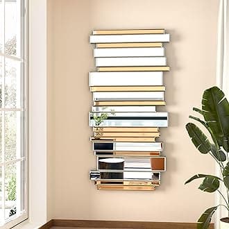 27×55inch Gold Mirrors for Wall Beveled Rectangle Accent Mirrors for Wall Contemporary Decor Livinig Room Decorative Mirrors for Decor