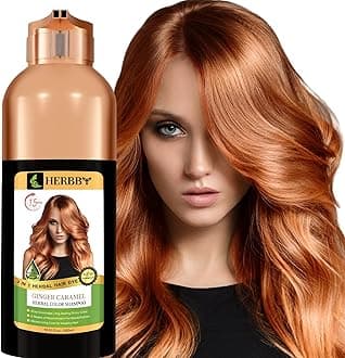 Hair Color Shampoo for Gray Hair Coverage&Color Transform with 9 Herbal Extracts –Long Lasting(6-8 Weeks),Shiny,Evenly Colored,Instant Hair Dye Shampoo&Conditioner,500 Ml (GINGER CARAMEL COLOR)