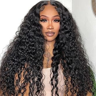 Wear And Go Glueless Wigs Human Hair Pre Plucked Pre Cut Deep Wave Lace Front Wigs Human Hair For Beginners 4x4 Closure Wigs For Black Women Human Hair Glueless Curly Human Hair Wig (22inch)